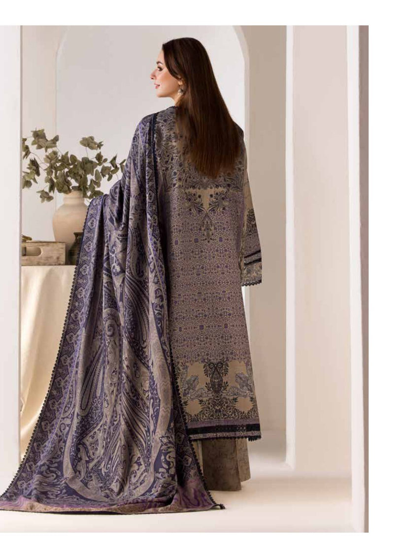 Plain Dyed Khaddar Back with Embroidered Marina Twill Shawl