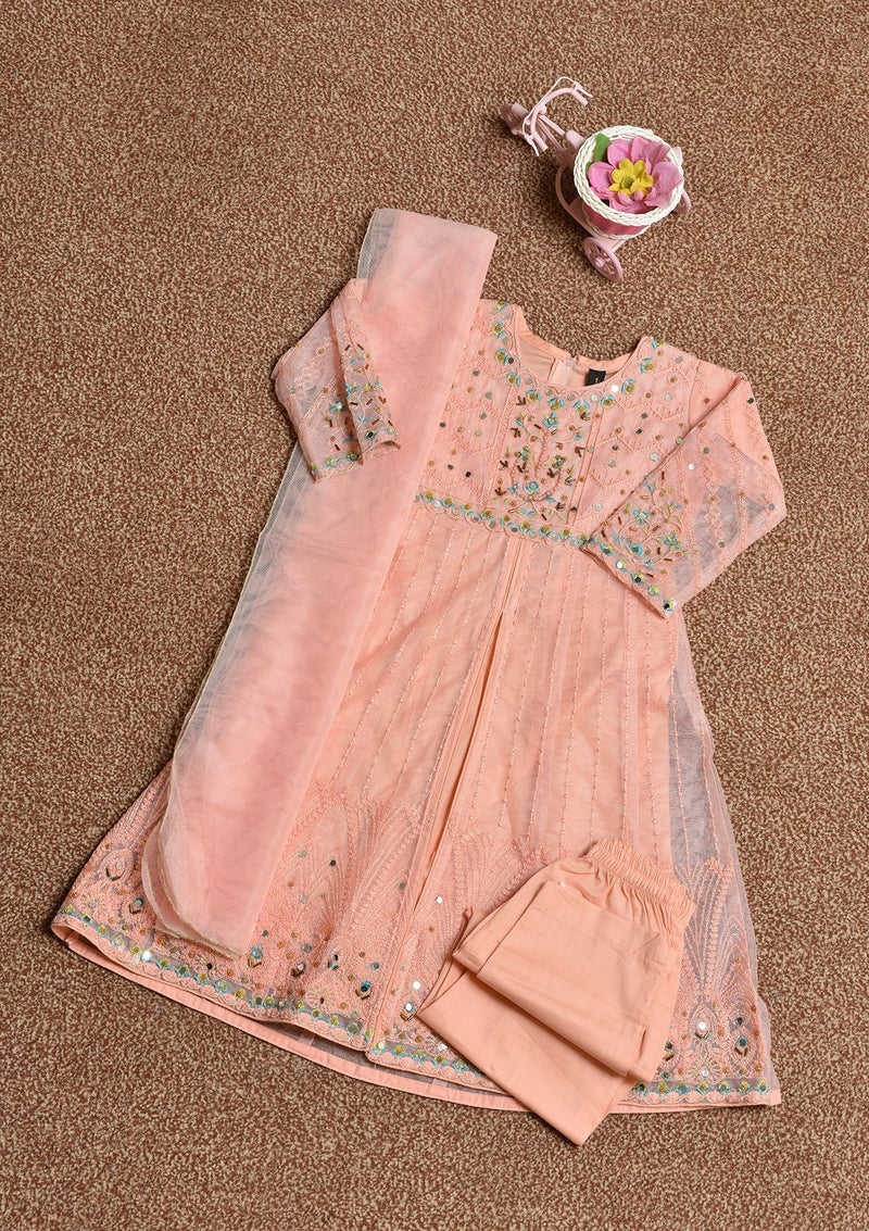 Baby Girl Frock D7918 Pink - Mohsin Saeed Fabrics