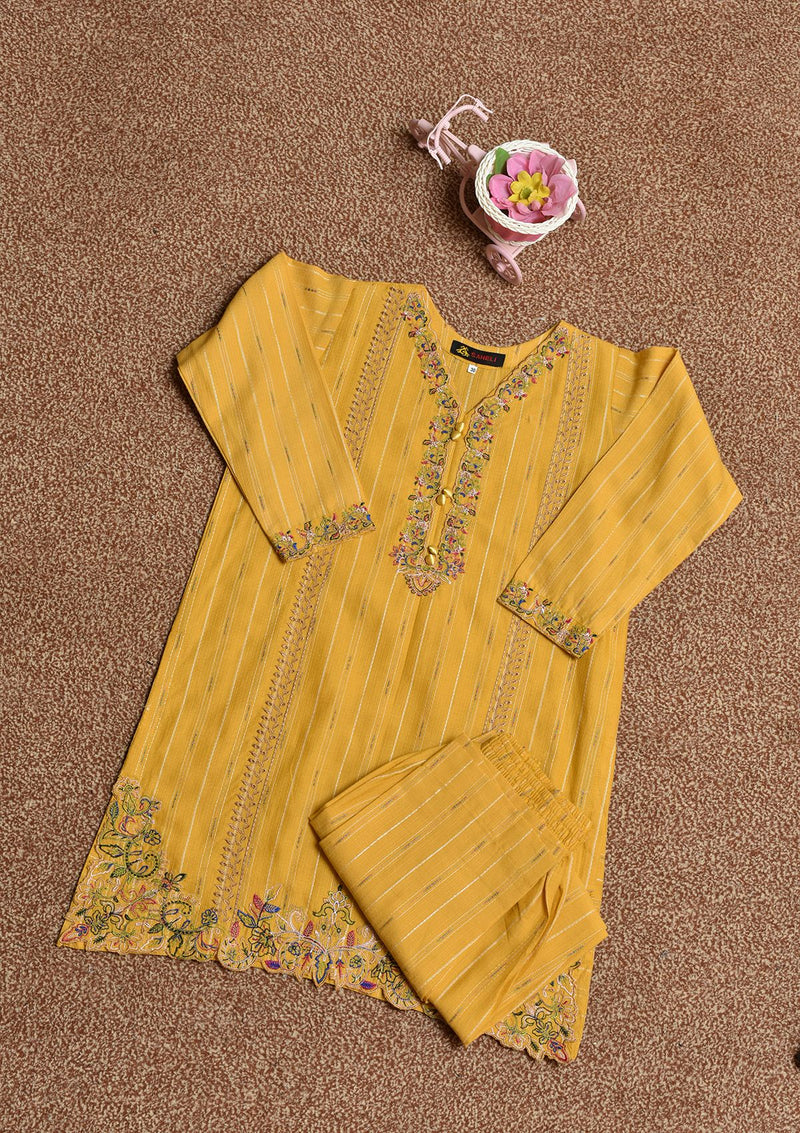 Baby Girl Suit D7924 Yellow - Mohsin Saeed Fabrics