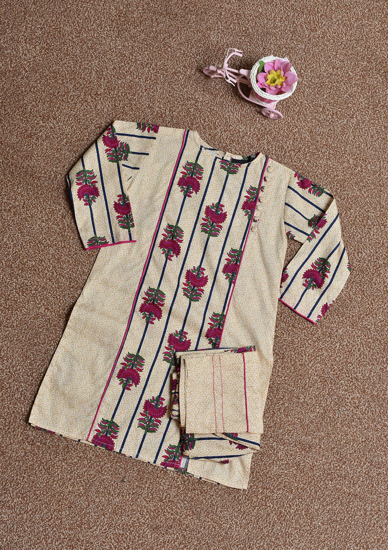 Baby Girl Frock D7956 Cream - Mohsin Saeed Fabrics