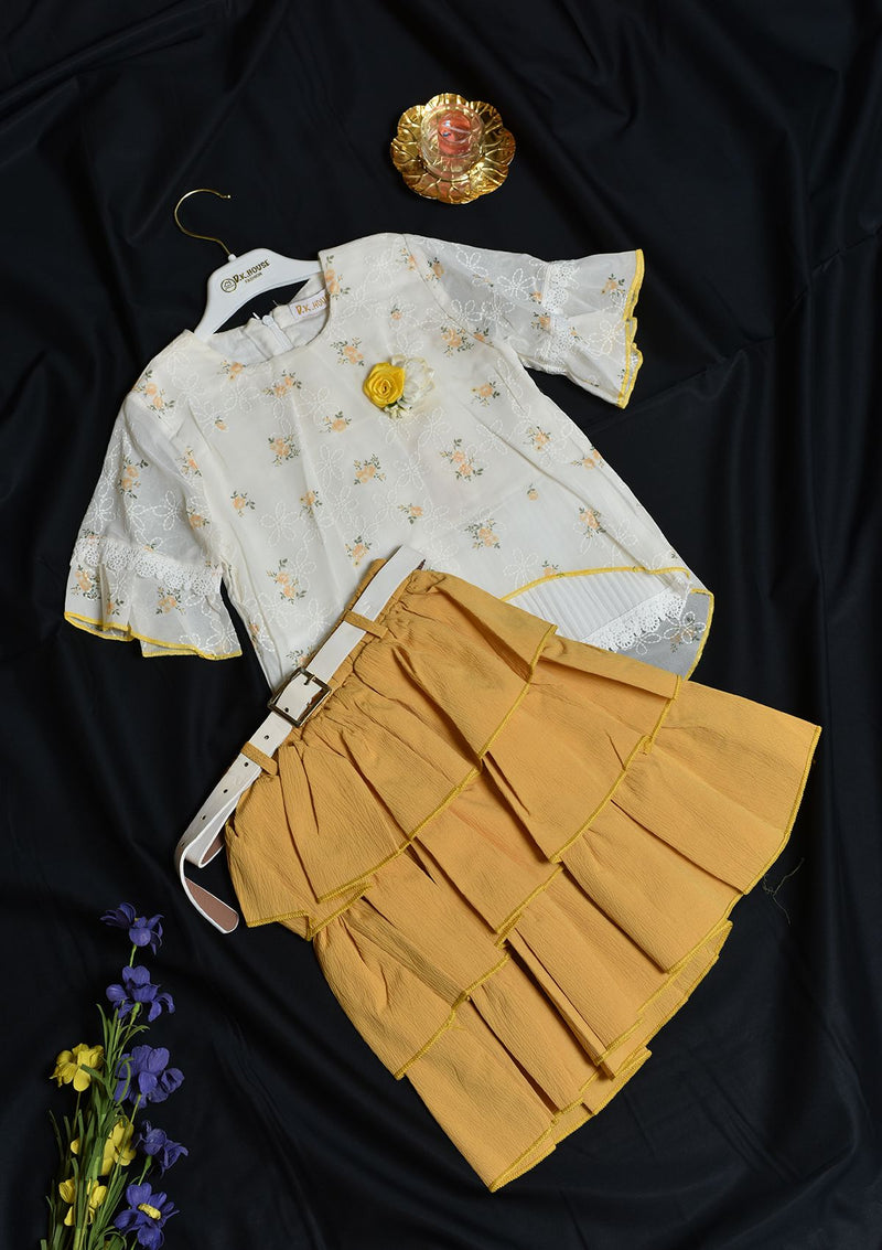 Baby Girl Frock KD8133 Mastard - Mohsin Saeed Fabrics