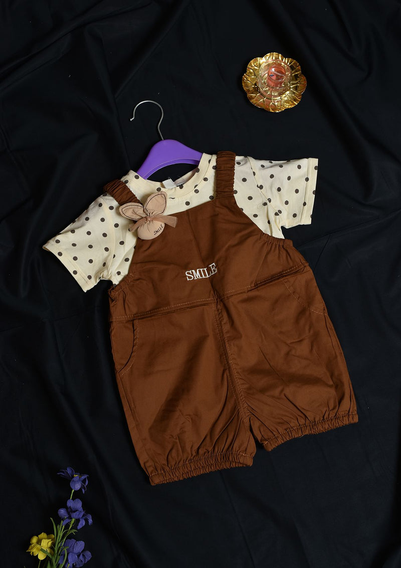 Baby Girl Romper KD8147 Brown - Mohsin Saeed Fabrics