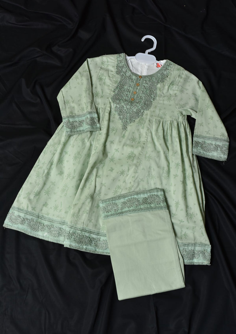 Baby Girl Frock KD8181 Pista - Mohsin Saeed Fabrics