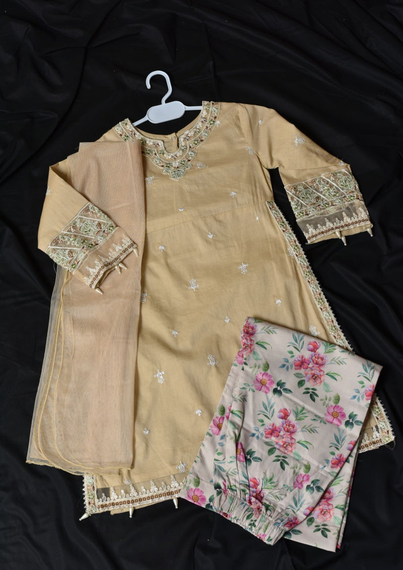 Baby Girl Frock KD8185 Skin - Mohsin Saeed Fabrics