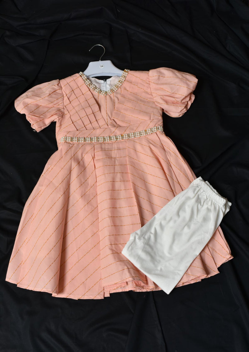 Baby Girl Frock KD8192 Peach - Mohsin Saeed Fabrics