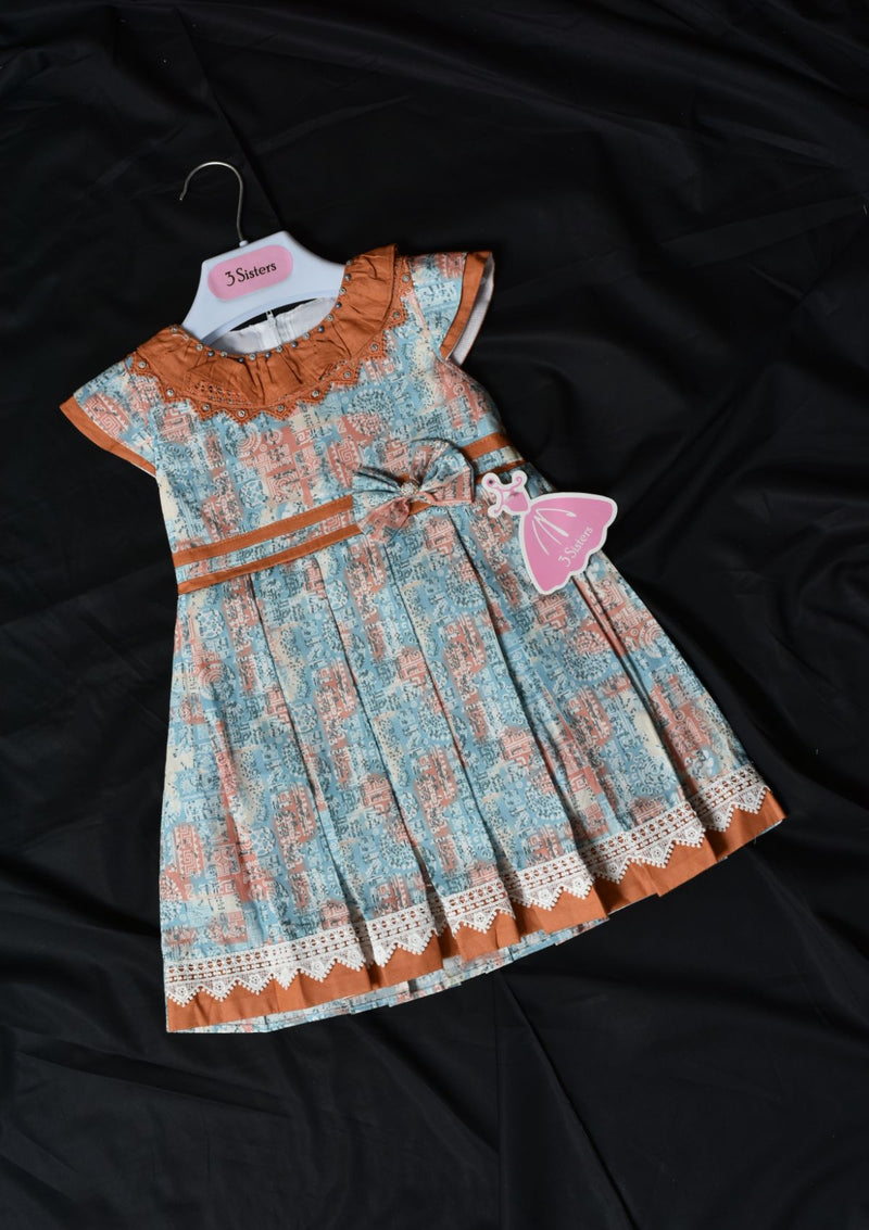 Baby Girl Frock KD8184 Sky Blue - Mohsin Saeed Fabrics