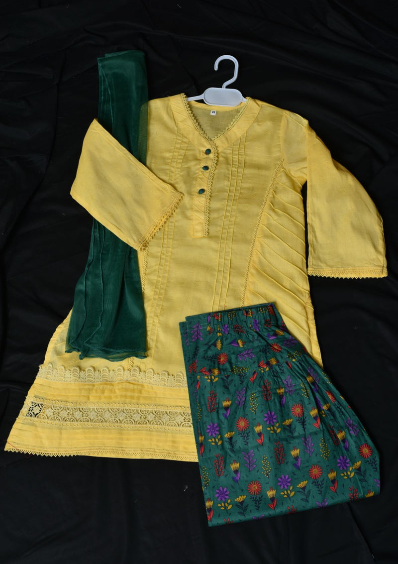 Baby Girl Frock KD8195 Yellow - Mohsin Saeed Fabrics