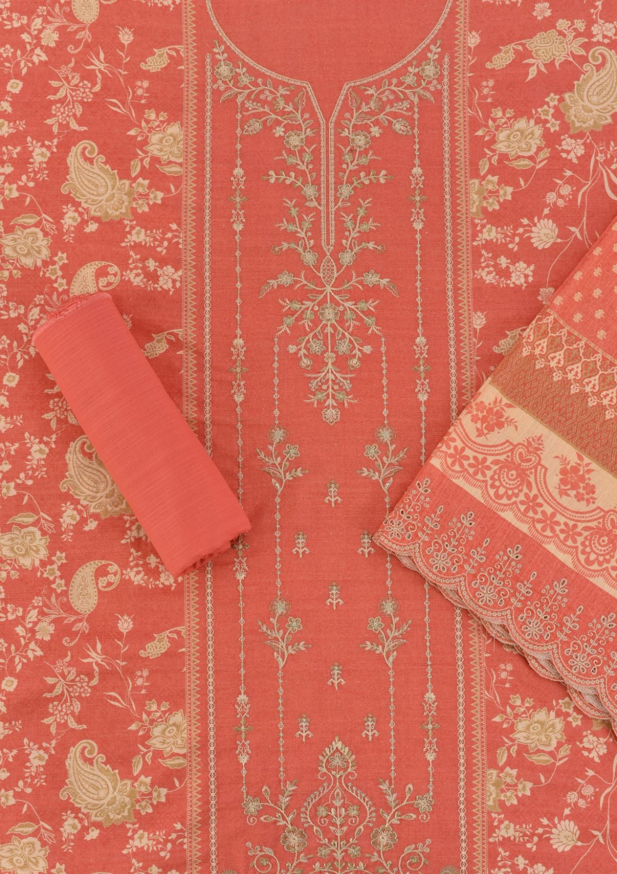 Bin Saeed Emb Khaddar'23 D-04 (Pink) - Mohsin Saeed Fabrics