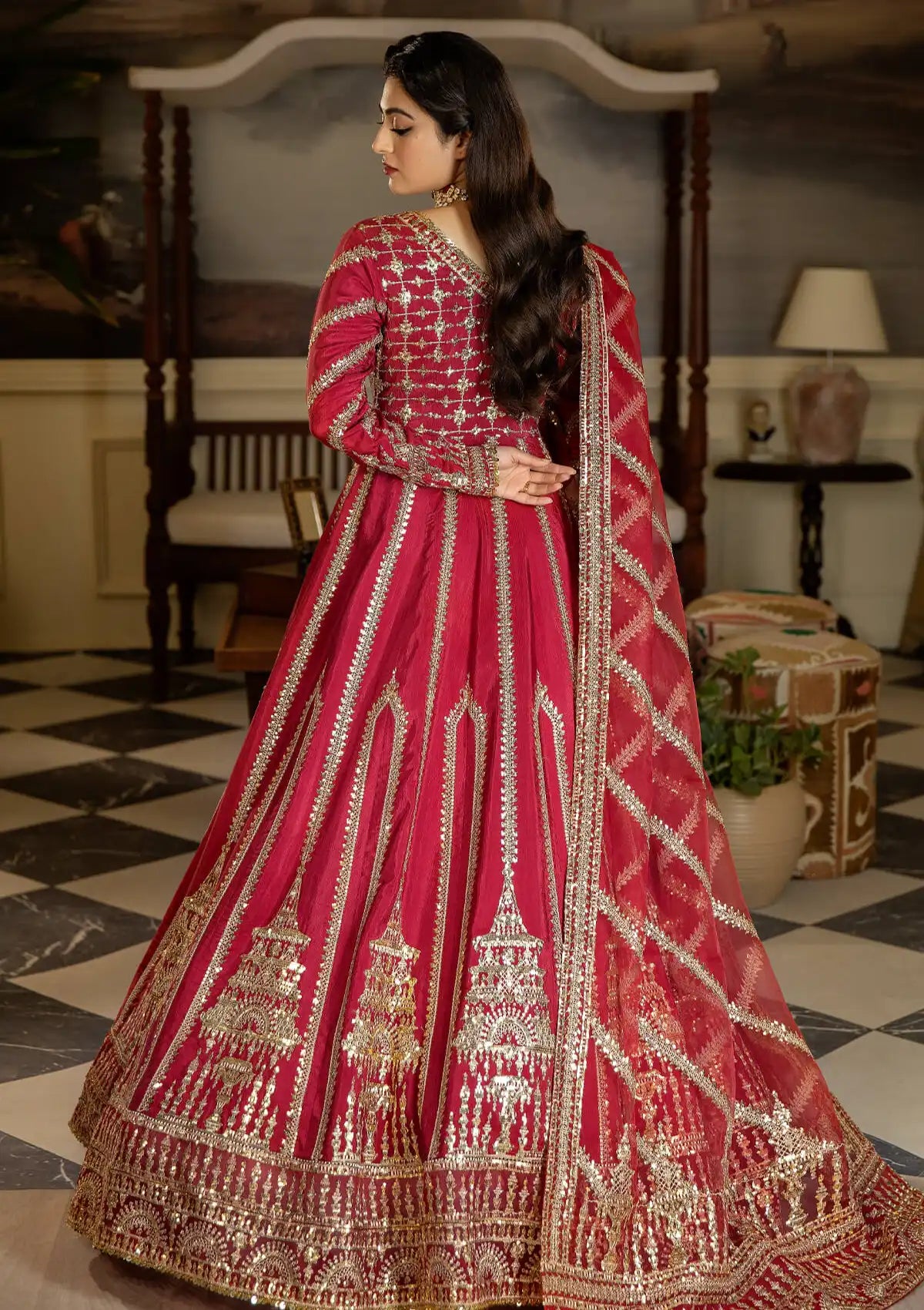 Serene Jahaan Ara Emb Raw Silk'23 SRS-06 Surkh Roo