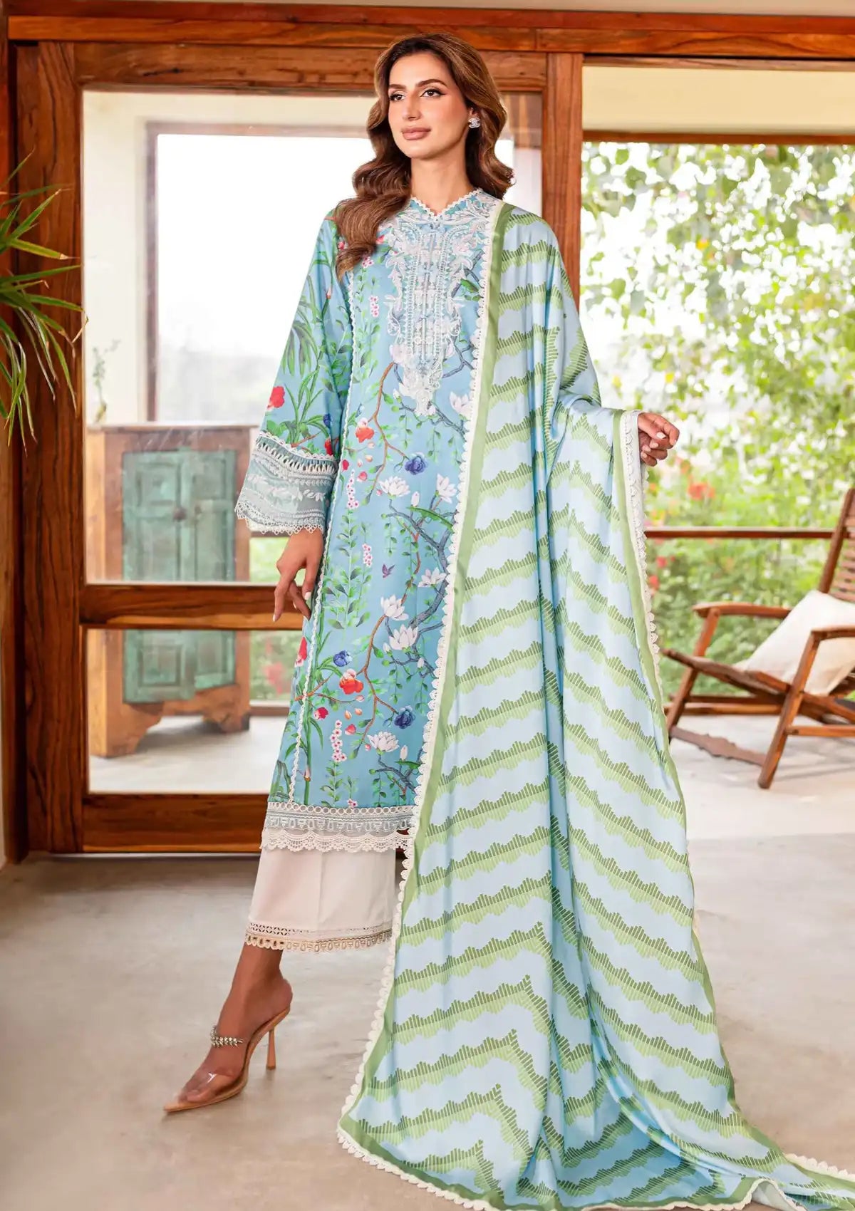 Sable Vogue Shiree Lawn'24 SSC-05 Flower Of Paradise - Mohsin Saeed Fabrics