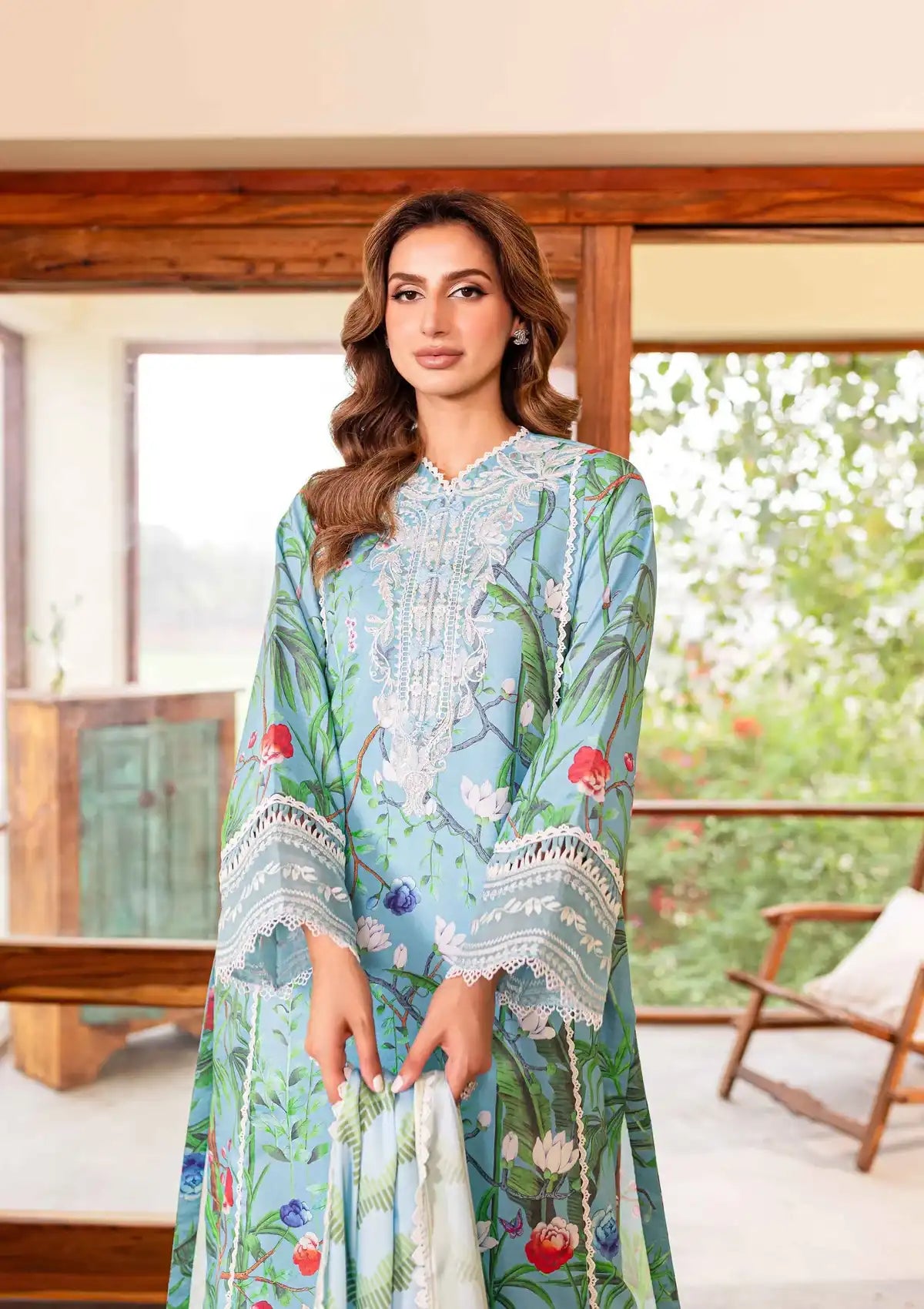 Sable Vogue Shiree Lawn'24 SSC-05 Flower Of Paradise - Mohsin Saeed Fabrics