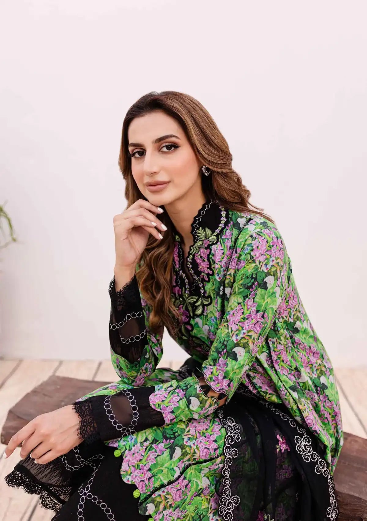 Sable Vogue Shiree Lawn'24 SSC-06 Black Iris - Mohsin Saeed Fabrics