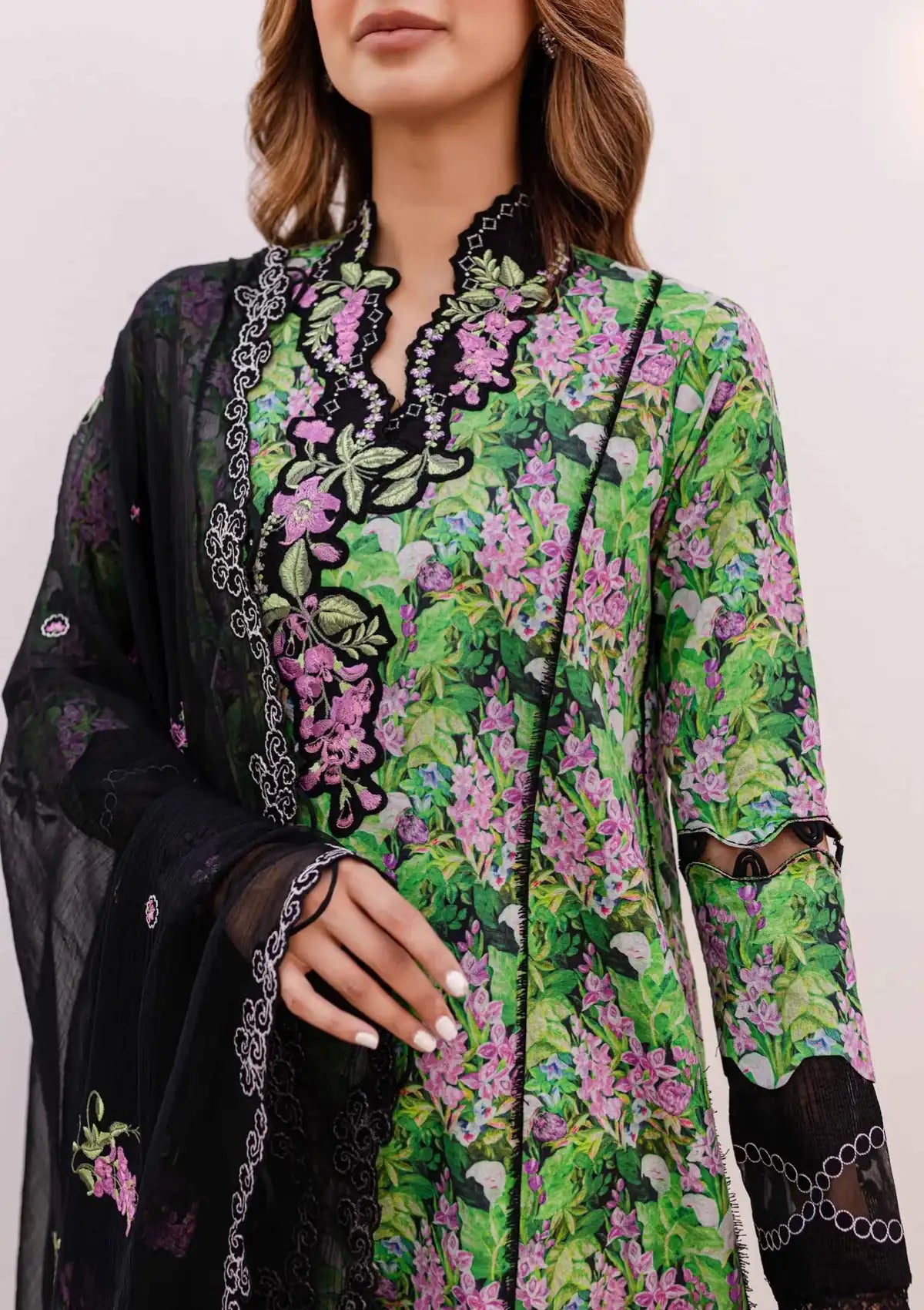 Sable Vogue Shiree Lawn'24 SSC-06 Black Iris - Mohsin Saeed Fabrics