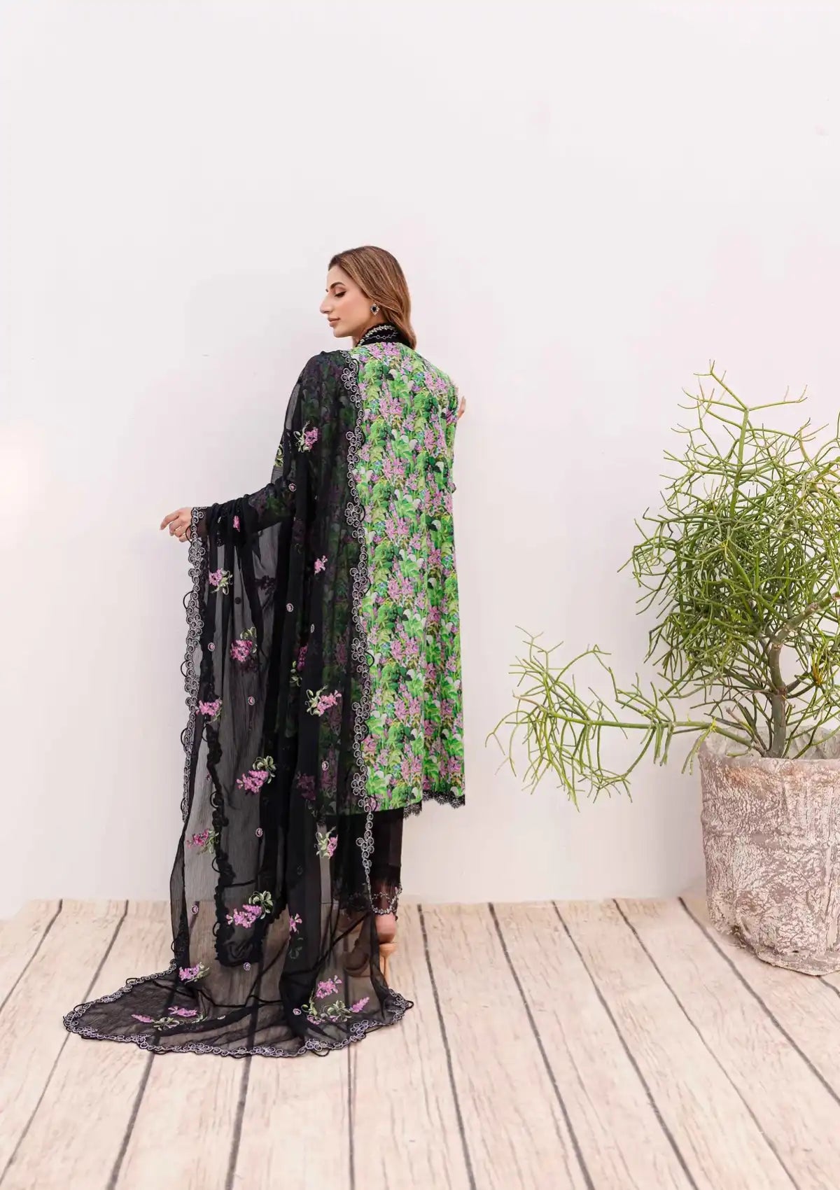 Sable Vogue Shiree Lawn'24 SSC-06 Black Iris - Mohsin Saeed Fabrics