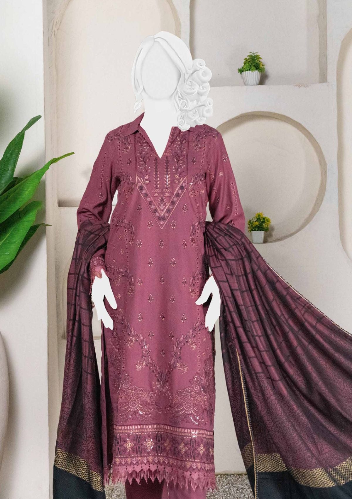 Sehra Emb Zari Peach'24 D-02
