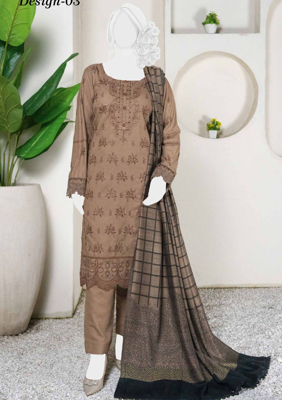 Sehra Emb Zari Peach'24 D-03
