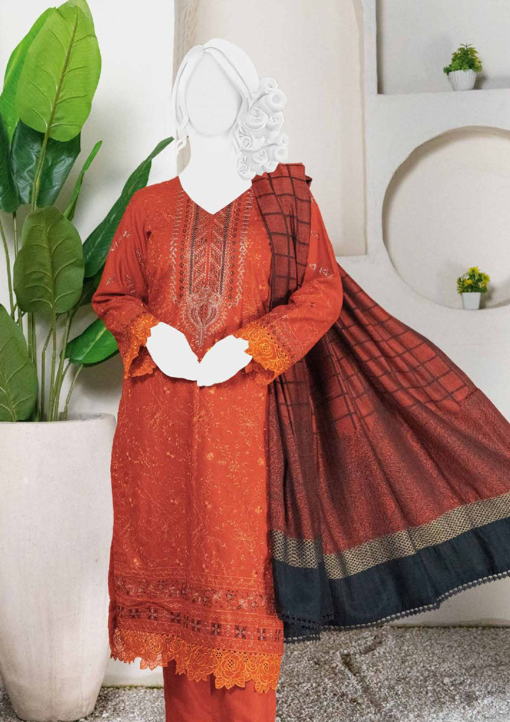 Sehra Emb Zari Peach'24 D-08