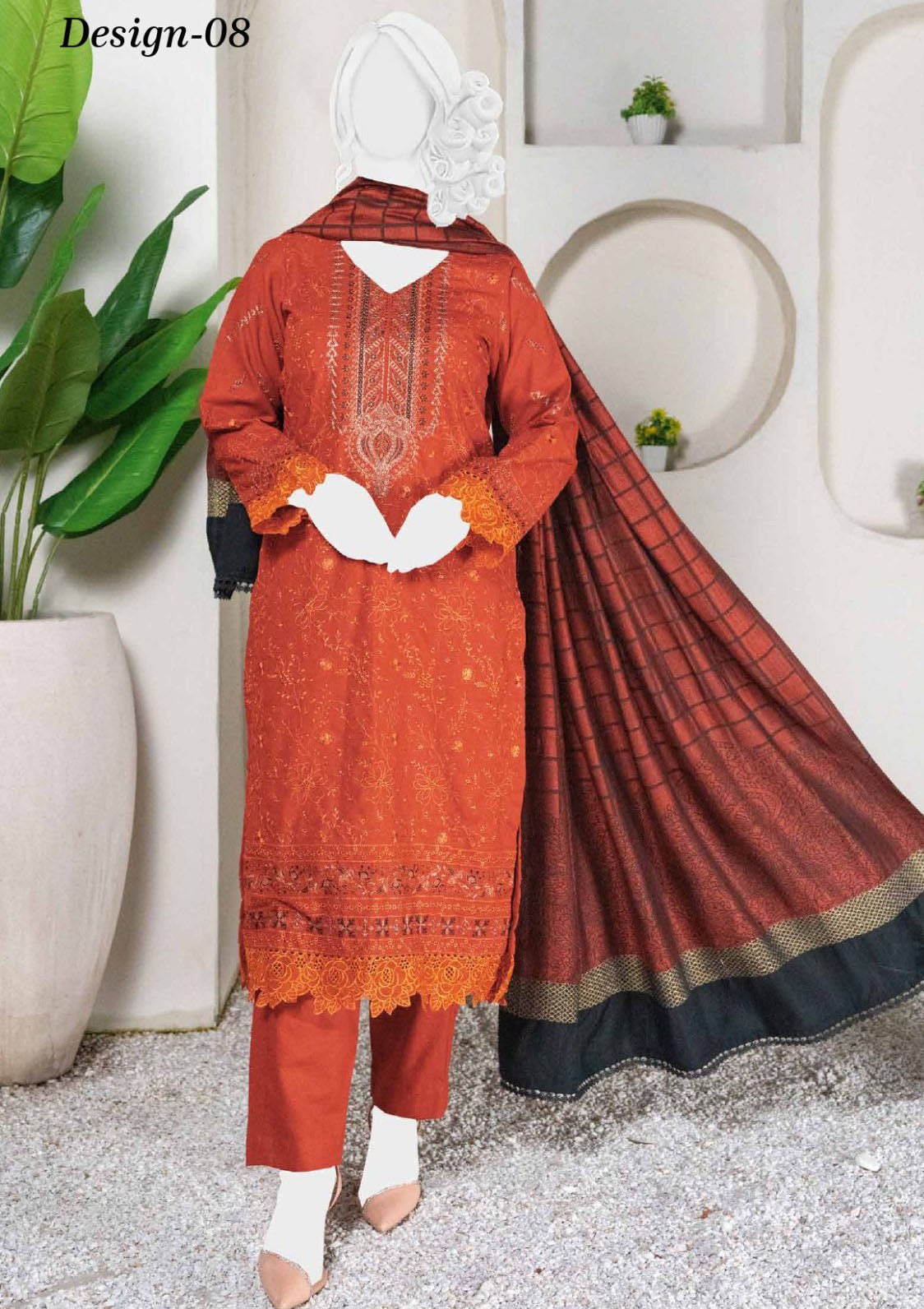 Sehra Emb Zari Peach'24 D-08