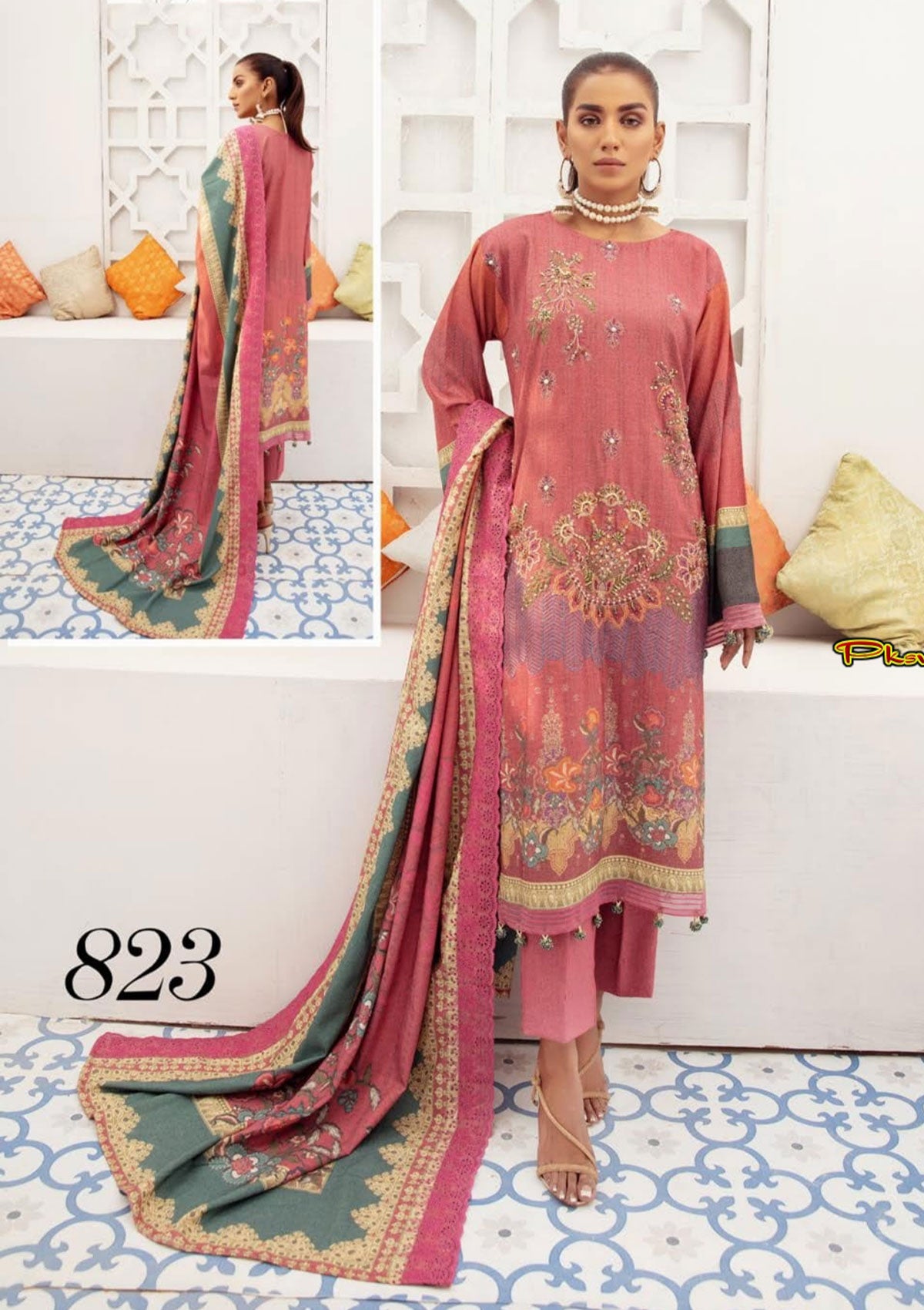 Shaista Handmade Dhanak'21 D-823 - Mohsin Saeed Fabrics