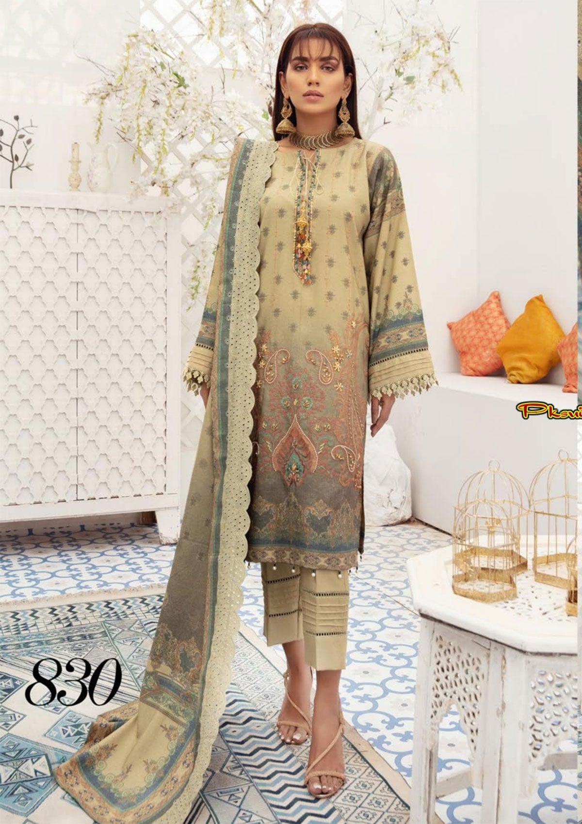 Shaista Handmade Dhanak'21 D-830 - Mohsin Saeed Fabrics