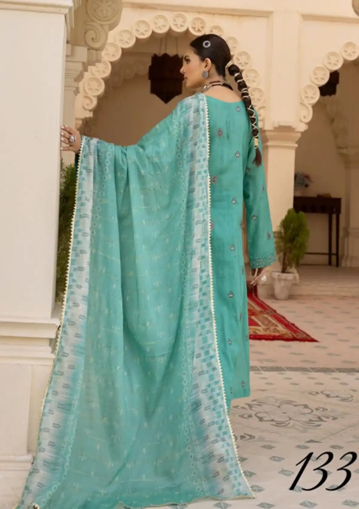 Shaista Luxury Emb Lawn'24 D-133 - Mohsin Saeed Fabrics