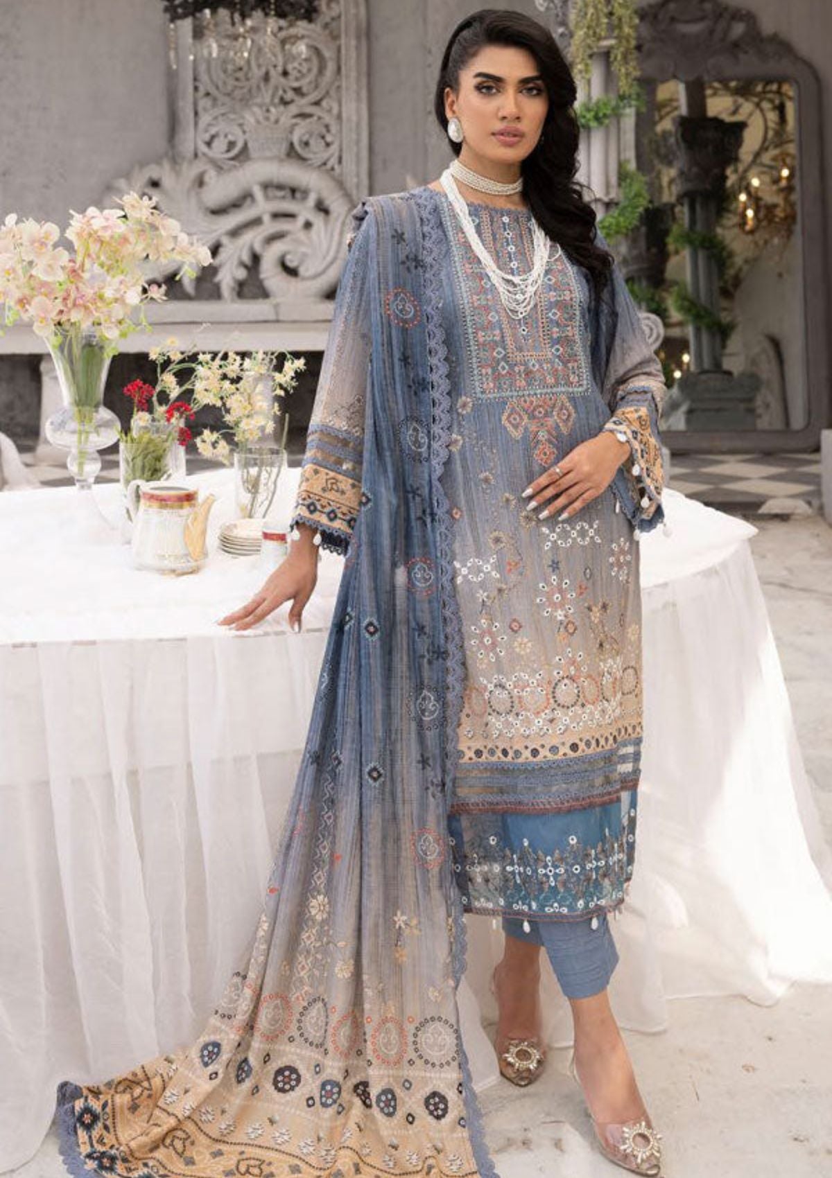 Shaista Maira Emb Karandi'23 D-178 - Mohsin Saeed Fabrics