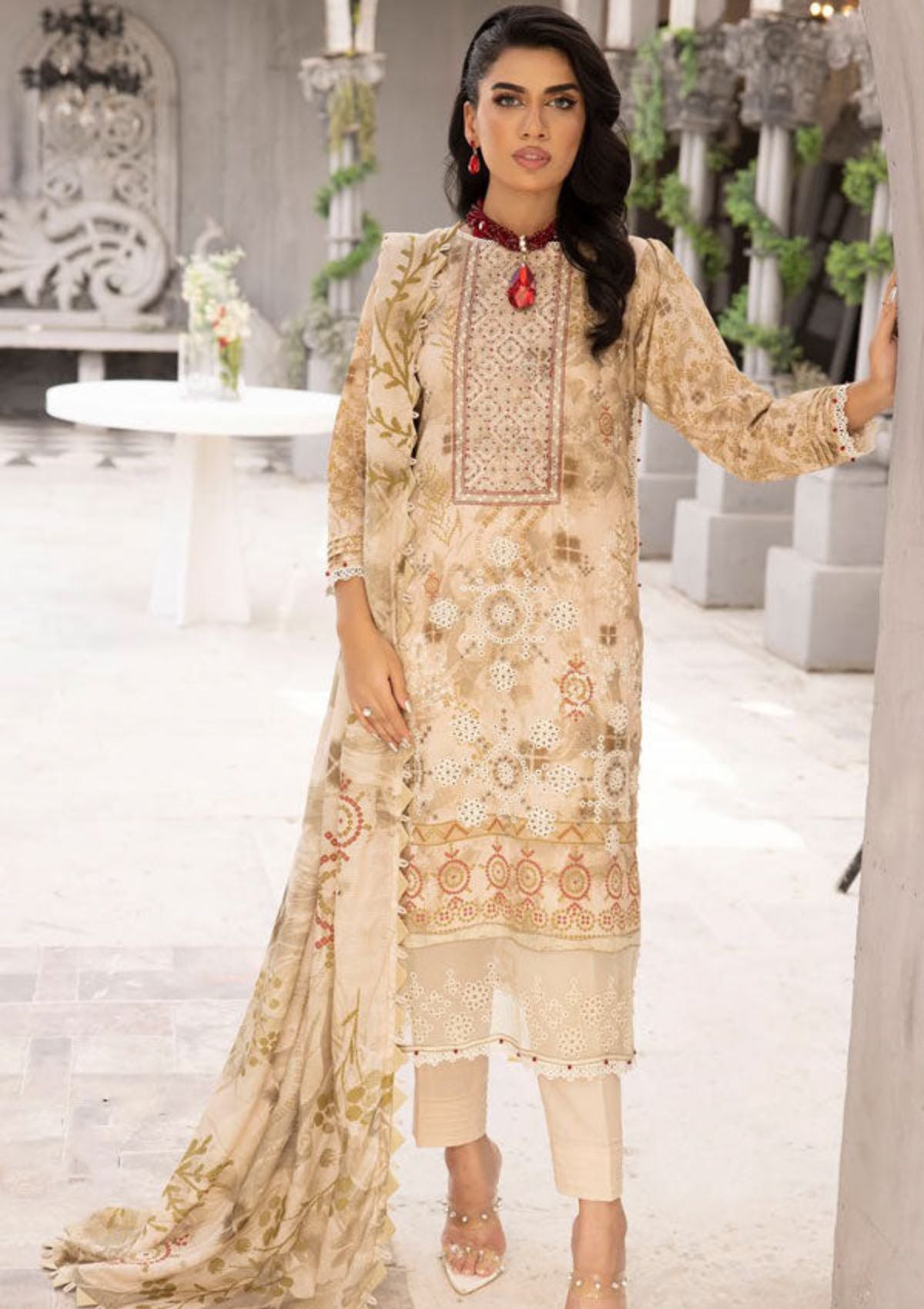 Shaista Maira Emb Karandi'23 D-183 - Mohsin Saeed Fabrics