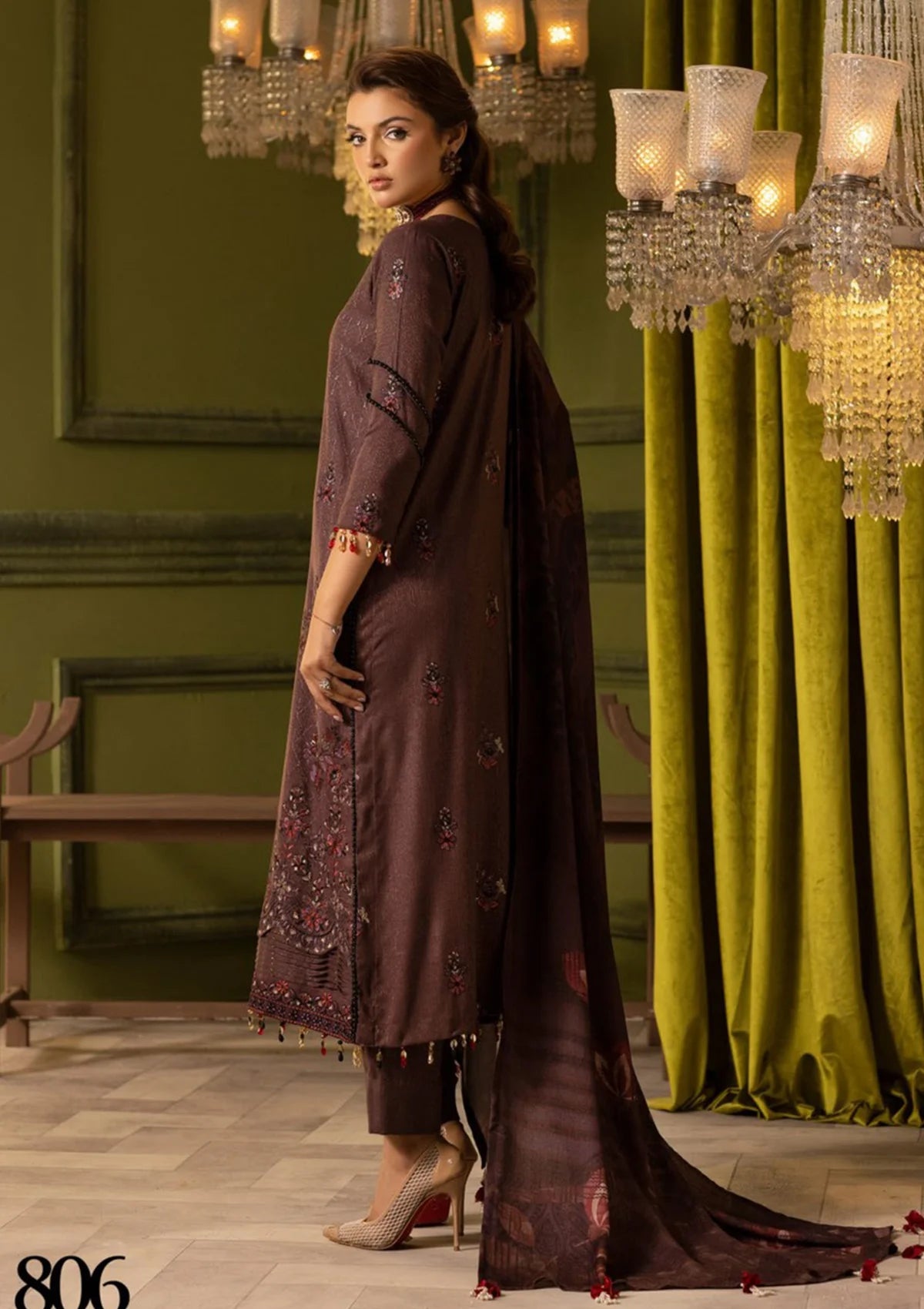 Shaista Supreme Premium Emb Peach'24 D-806