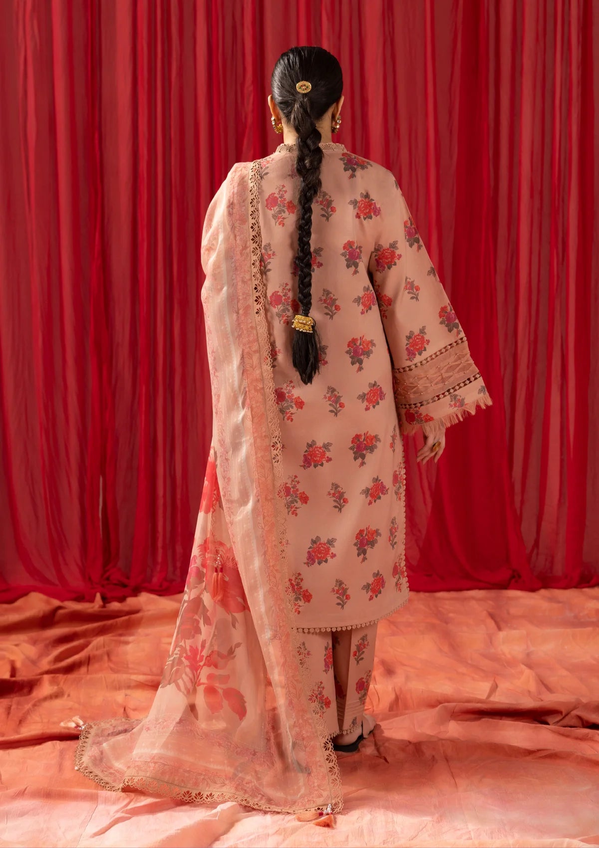 Sheen Prints By Alizeh'24 D-03 CORAL PEACH