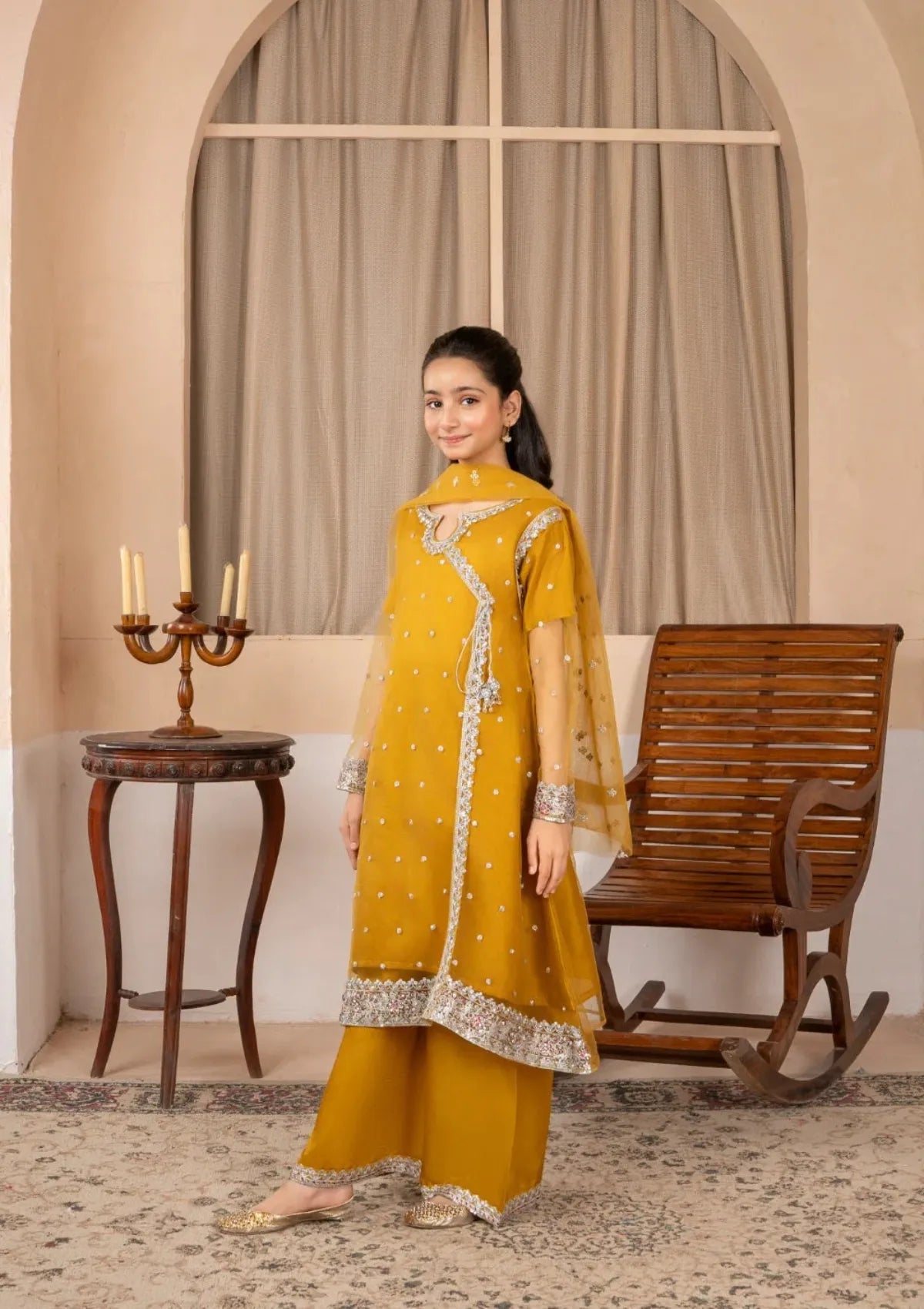 Kids Festive By Khayat - Mustard Angrakha