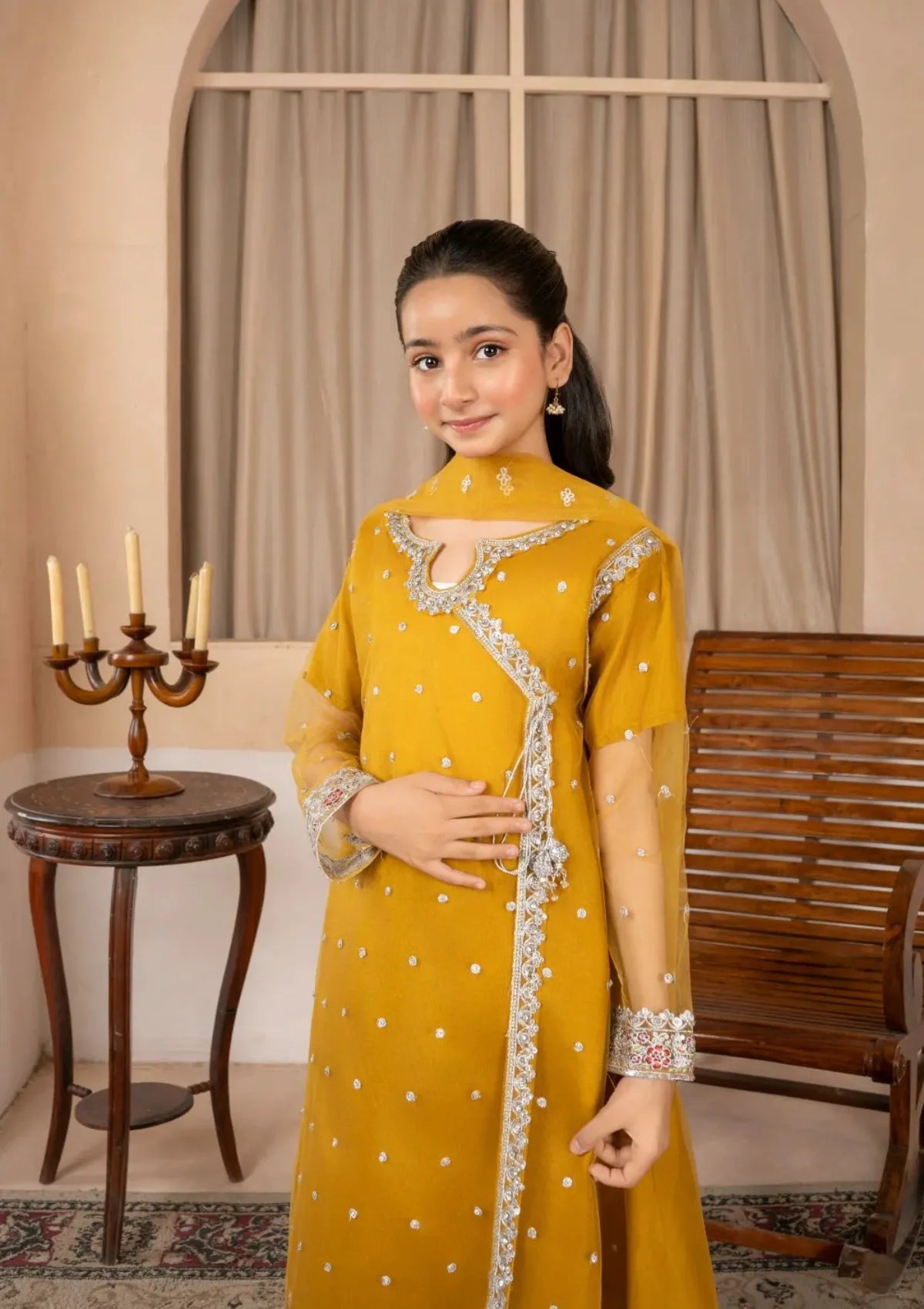 Kids Festive By Khayat - Mustard Angrakha