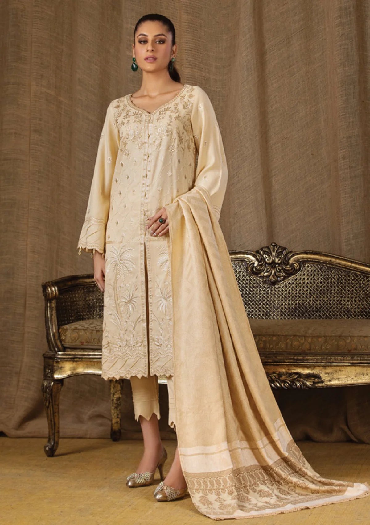 Tehzeeb Emb Leather Peach'23 Vol-06 TL-131 - Mohsin Saeed Fabrics