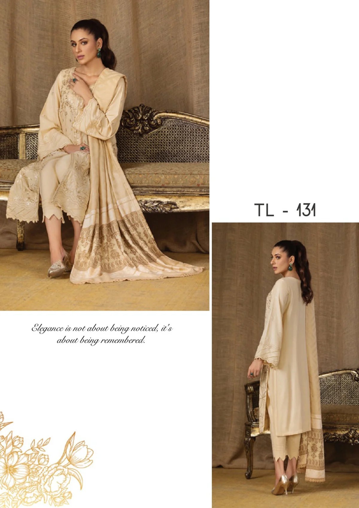 Tehzeeb Emb Leather Peach'23 Vol-06 TL-131 - Mohsin Saeed Fabrics
