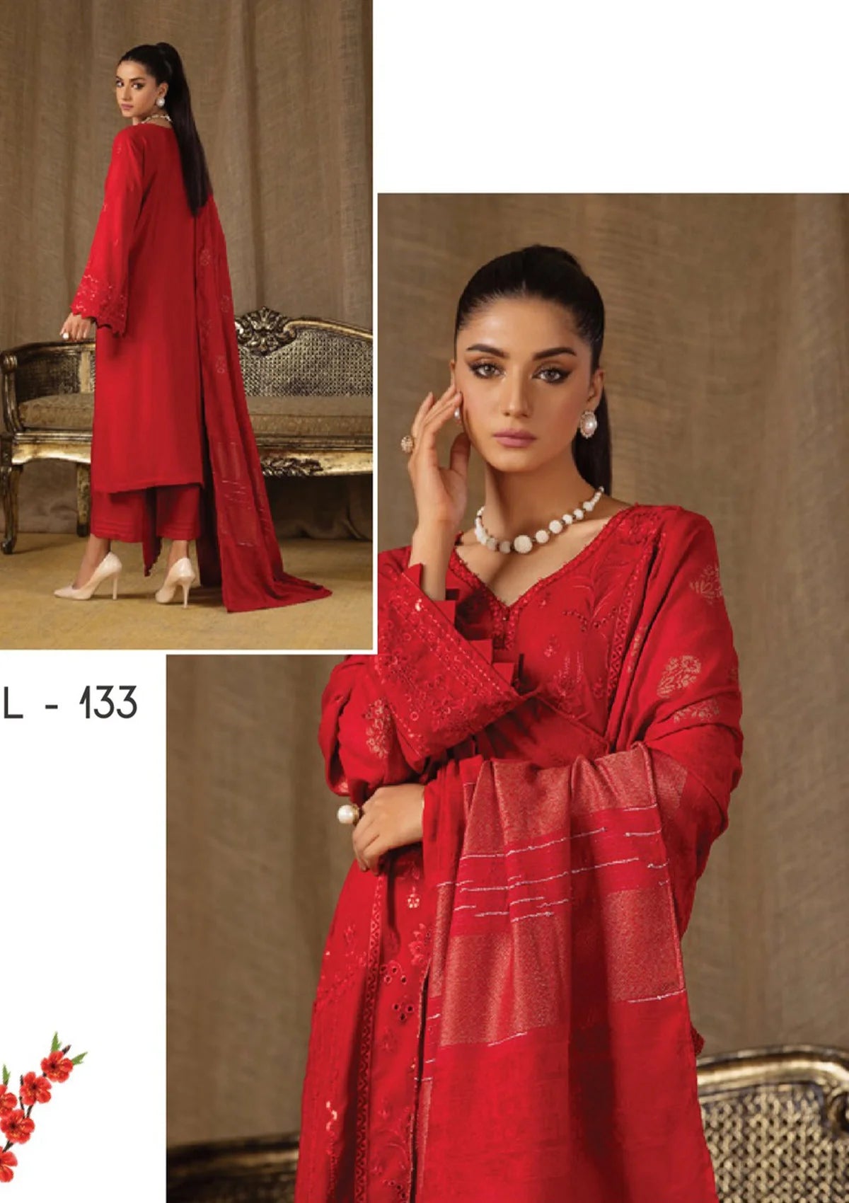 Tehzeeb Emb Leather Peach'23 Vol-06 TL-133 - Mohsin Saeed Fabrics