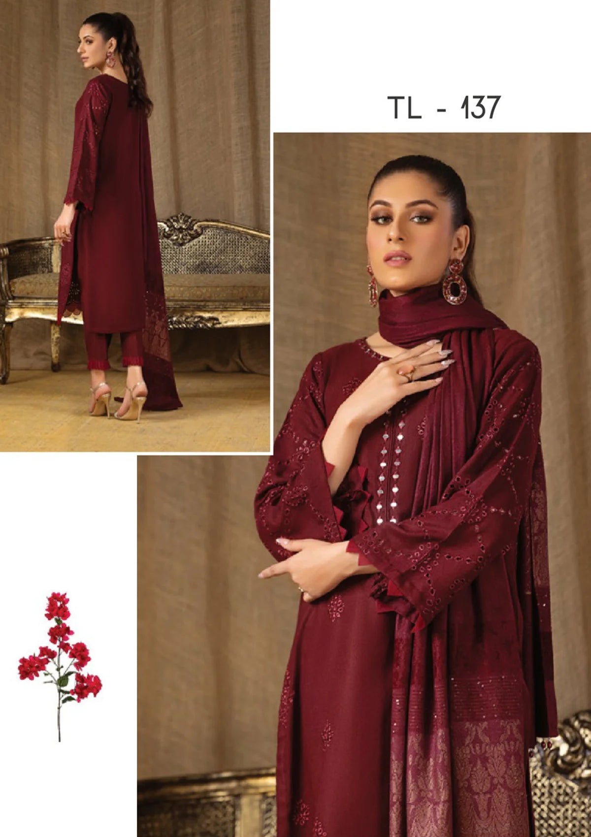 Tehzeeb Emb Leather Peach'23 Vol-06 TL-137 - Mohsin Saeed Fabrics
