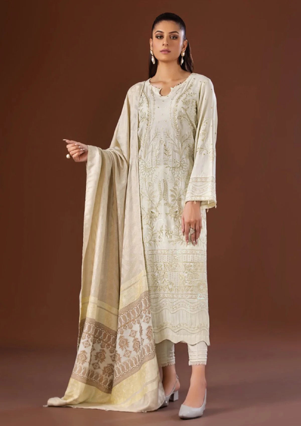 Tehzeeb Emb Leather Peach'23 Vol-06 TL-140 - Mohsin Saeed Fabrics