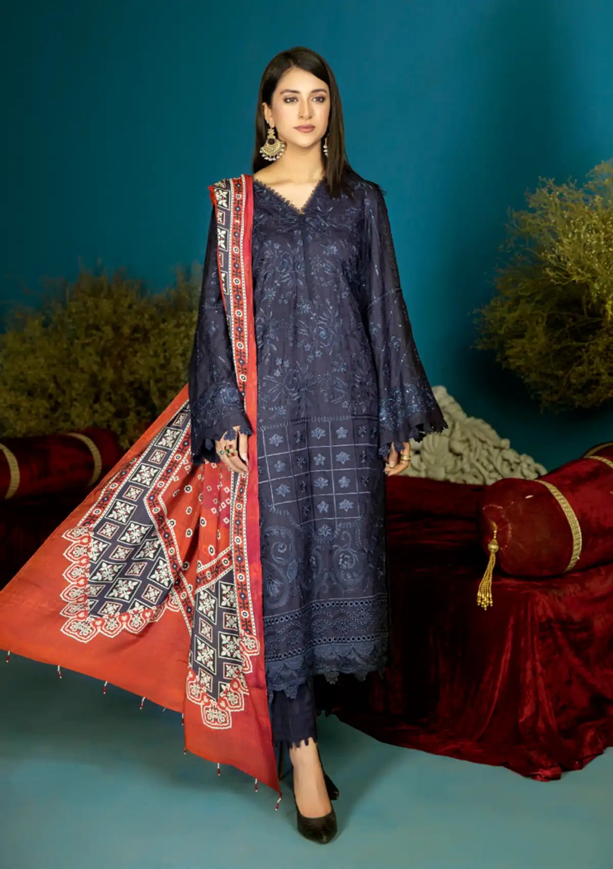 Tehzeeb Emb Chikankari Self Linen'23 TL-146 - Mohsin Saeed Fabrics