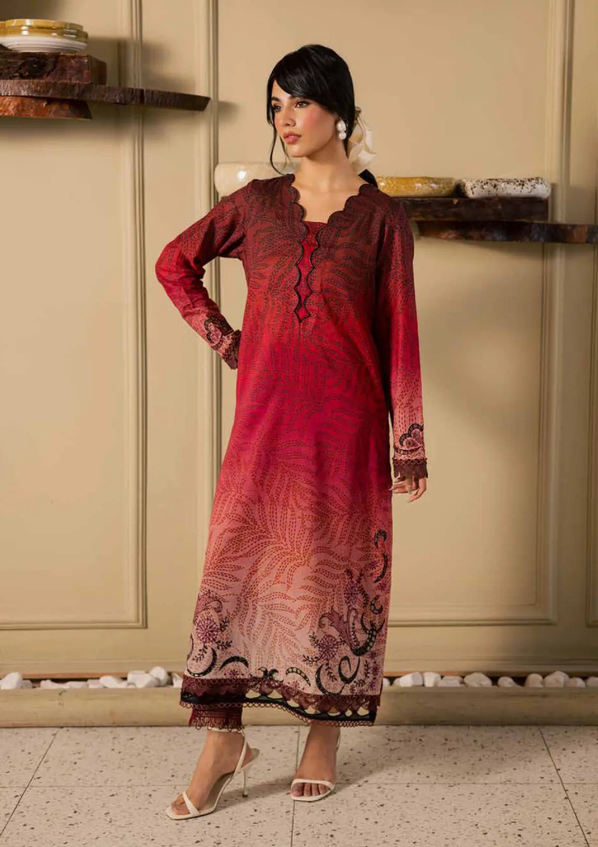 Nureh Ballerina Printed Chikankari Lawn'26 NU2-198