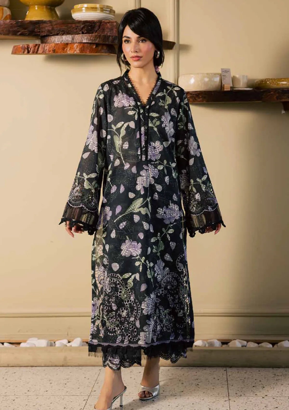 Nureh Ballerina Printed Chikankari Lawn'26 NU2-201