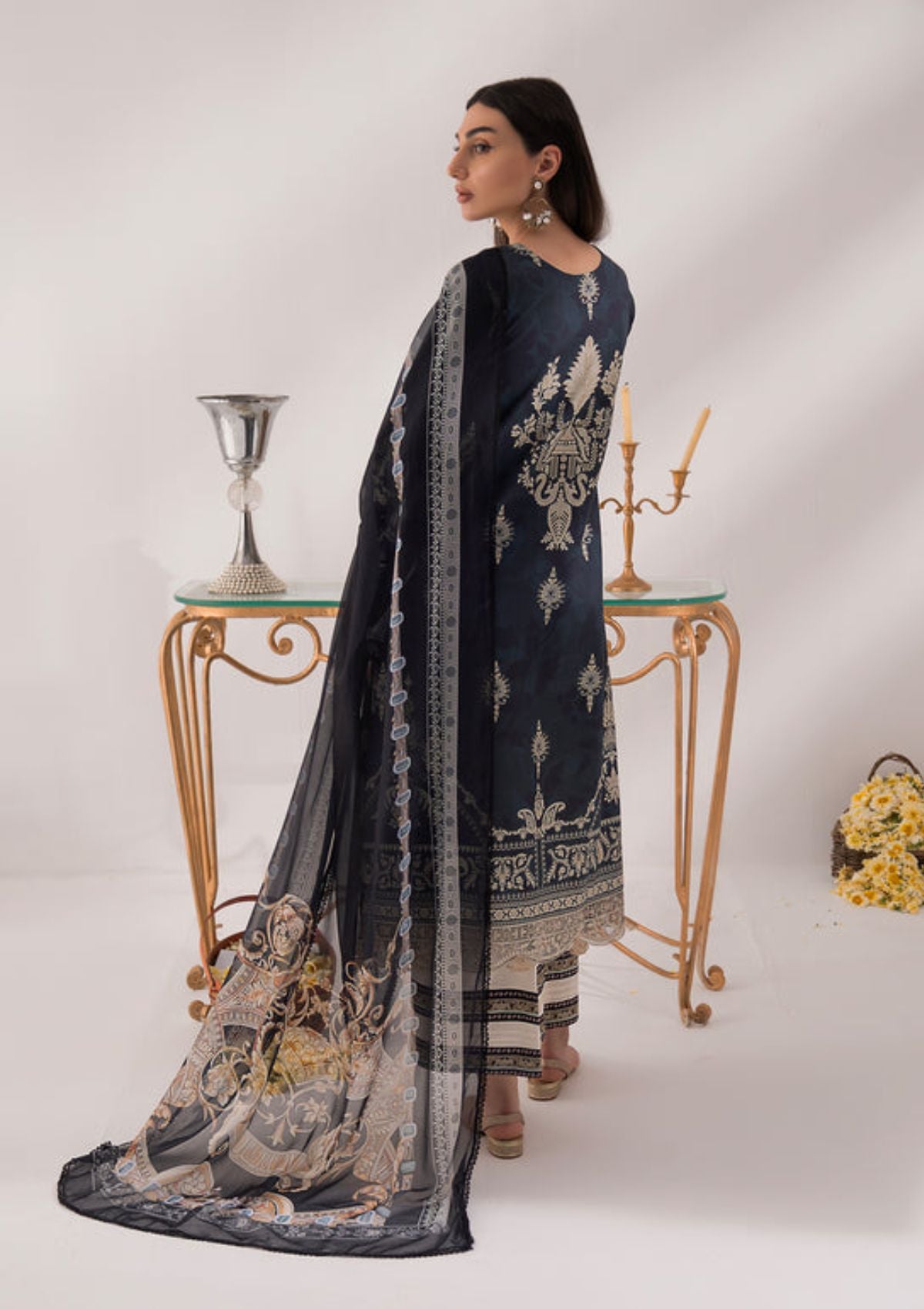 Shazme Nur Emb Prints Lawn'24 SH-03 ZINC POPPY - Mohsin Saeed Fabrics