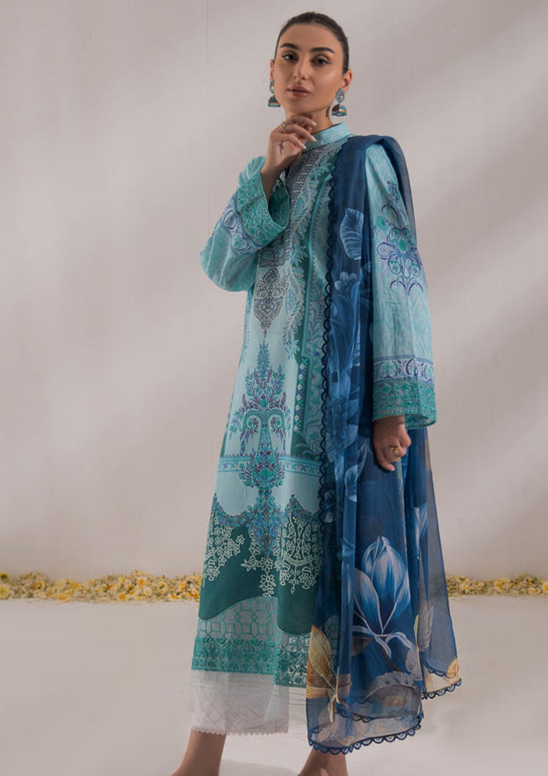 Shazme Nur Emb Prints Lawn'24 SH-07- AQUA BREEZE