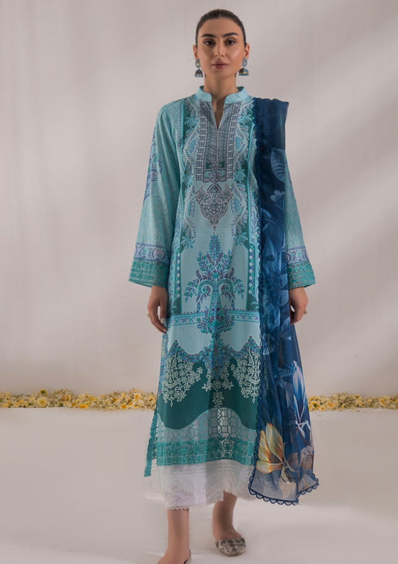 Shazme Nur Emb Prints Lawn'24 SH-07- AQUA BREEZE