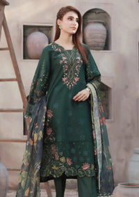 Clothere By Anam Lawnkari'24 D-03 Bottle Green - Mohsin Saeed Fabrics