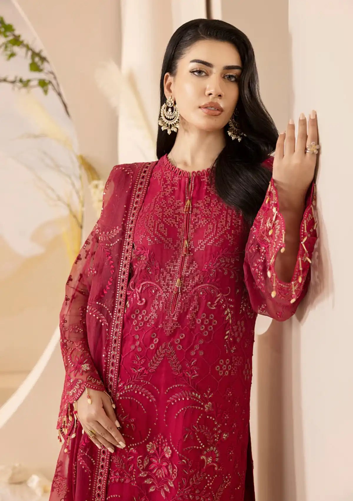 Lavish Pareesa Luxury Chiffon'24 D-01 CRIMSON