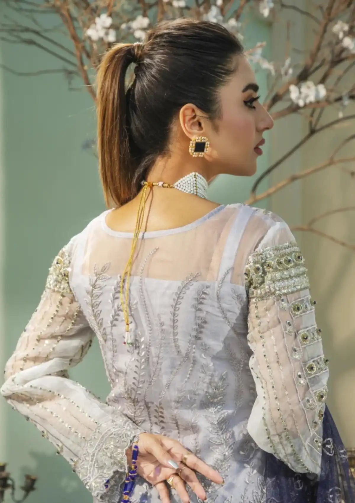 Areesha Luxury Formal'24 Vol-18 D-07 CADET GREY - Mohsin Saeed Fabrics