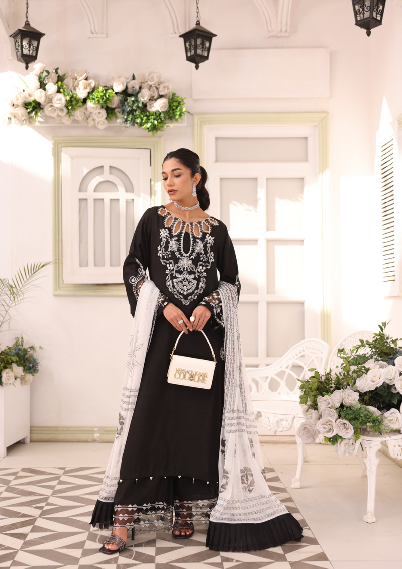 Clothere By Anam Eid Fete'24 D-02 Black - Mohsin Saeed Fabrics