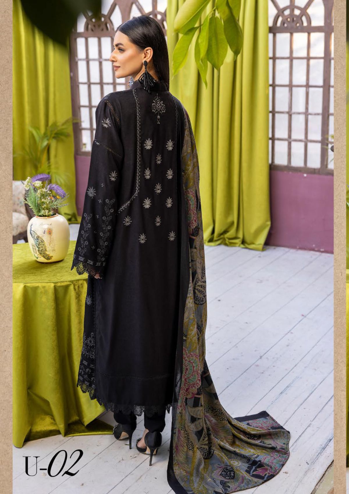Khoobsurat Uraan Emb Peach Leather'23 U-02 - Mohsin Saeed Fabrics