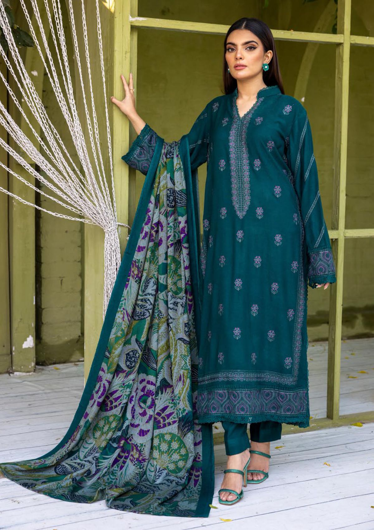 Khoobsurat Uraan Emb Peach Leather'23 U-07 - Mohsin Saeed Fabrics