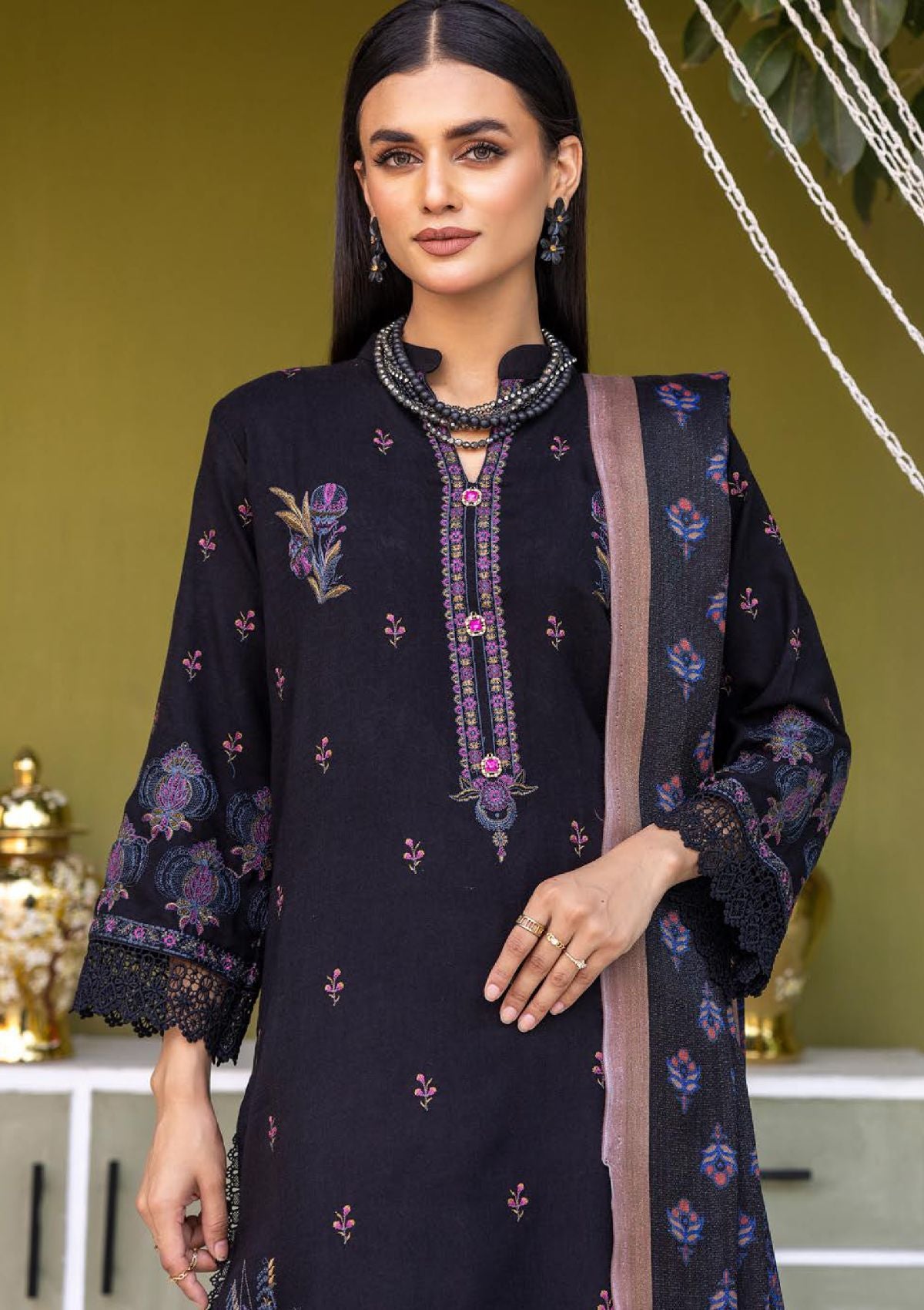 Khoobsurat Uraan Emb Peach Leather'23 U-10 - Mohsin Saeed Fabrics