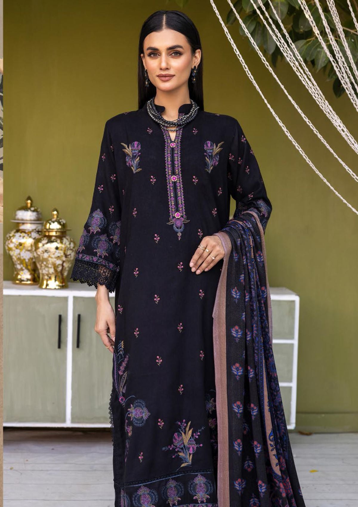 Khoobsurat Uraan Emb Peach Leather'23 U-10 - Mohsin Saeed Fabrics